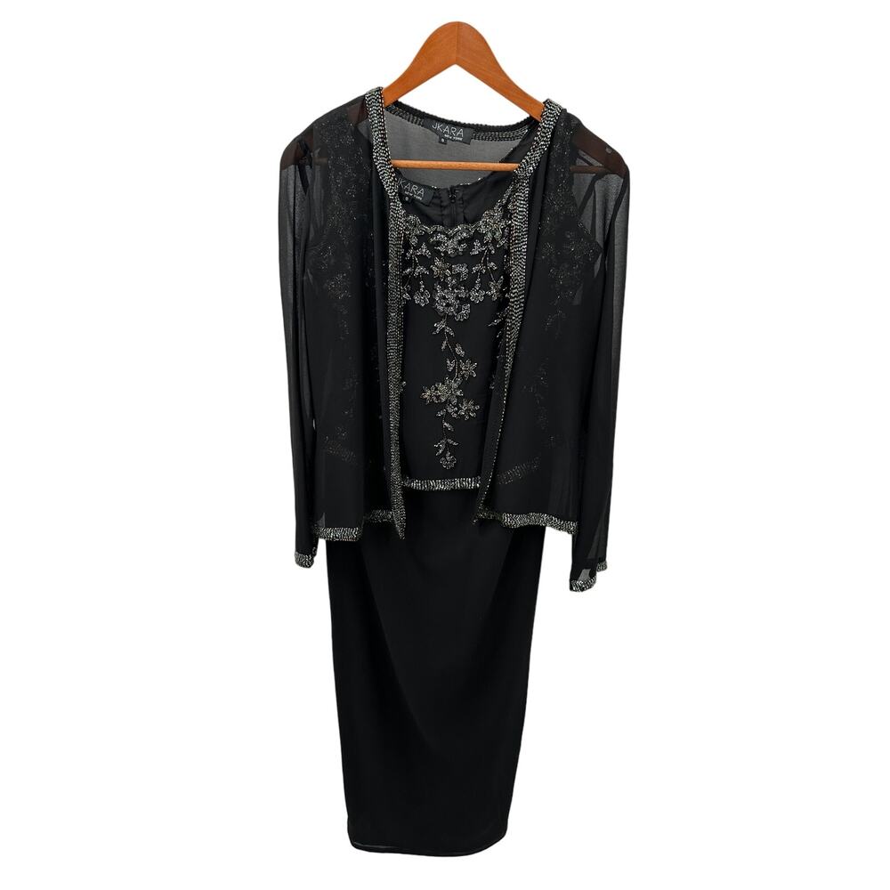 Jkara Black Sequin Formal Dress & Coverup // 8